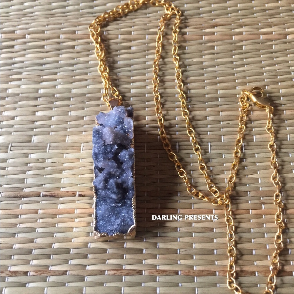 24K GOLD DIPPED QUARTZ DRUZY NECKLACE